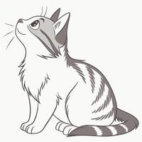 a drawing of a cat sitting down template vector