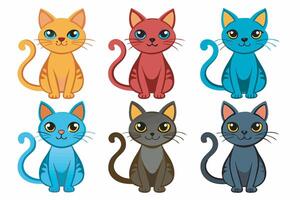 colored cats on a white background vector