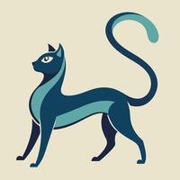 a cat with a blue tail and a long tail vector
