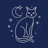 a cat sitting on the moon and stars vector