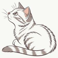 a drawing of a cat sitting down vector