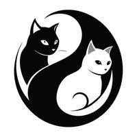 two cats in the shape of a yin yang symbol vector