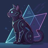 a cat with a futuristic suit on a dark background vector