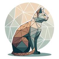 a cat is sitting in front of a geometric background vector