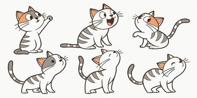 a cartoon cat with different expressions vector