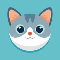 a cat's head with big eyes on a blue background vector