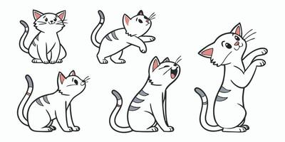 set of cartoon cats with different expressions vector