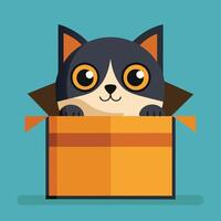 a cat in a box with a blue background vector