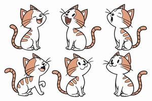 cartoon cat with different expressions. vector