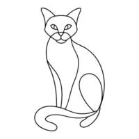 a cat is drawn in a line on a white background vector