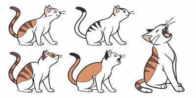 a set of four different cats with different expressions vector