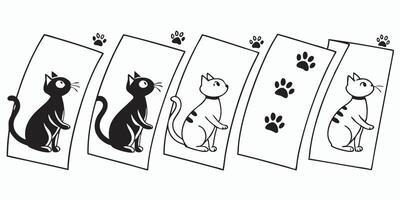 a black and white drawing of cats and a cat on a wall vector
