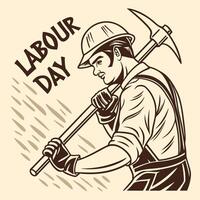 labor day worker with pickaxe vector