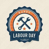 happy labour day label with hammer and wrench vector