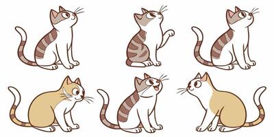 a set of cartoon cats with different expressions vector