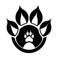 a paw print logo with a black and white background vector