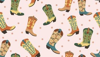 Cowboy and Cowgirl boots seamless pattern. Wild West surface pattern design for stationary, fabrics and prints. vector