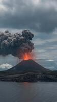 Volcano erupts from the ocean in the middle of the ocean photo