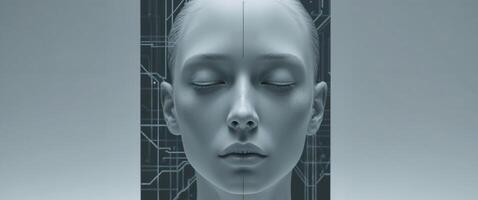 A woman's face is shown in a computer generated image photo