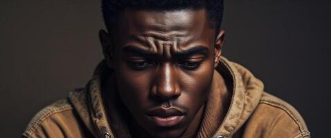 A young man with a serious expression photo