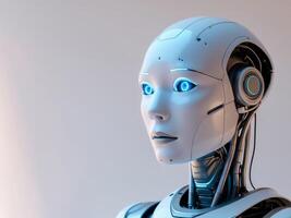 Futuristic humanoid robot design and technology showcase. photo