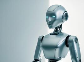 Futuristic Finance Robot with Clean Lines and Bright Light. photo