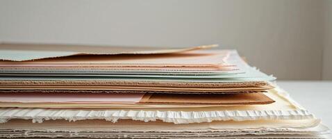 Stacked Assorted Sheets of Craft Paper in Various Textures and Tones photo