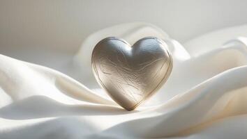 Metallic heart model on a light background photo