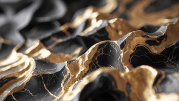 a close up of a gold marble texture with a black background. photo