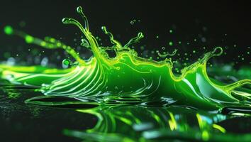 Glowing Uranium Green Liquid Abstract Splash luminescent and illuminated Under Black Light photo