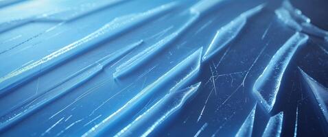 Abstract ice texture with cracks and scratches on a blue frozen surface for creative banner use. photo