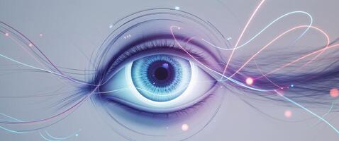 Futuristic Eye with Data Streams Signifying Political Surveillance. photo