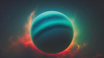 A stunning planet surrounded by a fiery sky creating a captivating scene in the dark expanse of space photo