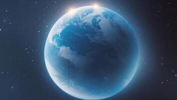 A stunning representation of earth floating gracefully in the vastness of space with heavenly illumination. photo