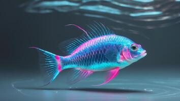 A fish with bright blue and pink colors photo