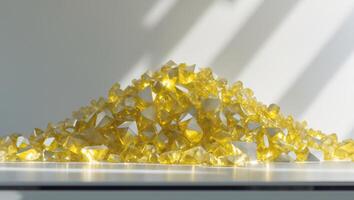 A pile of yellow and white crystals on a table photo