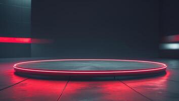 A red circle with a red light on it photo