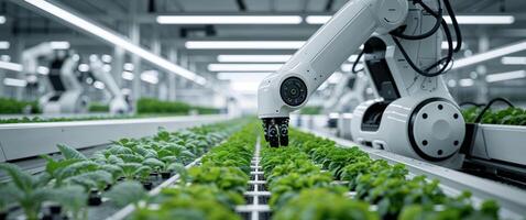Advanced Robotics in Modern Hydroponic Farming Technology. photo