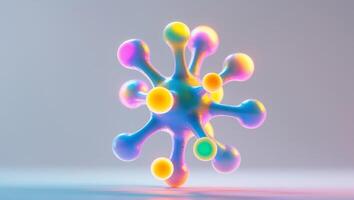 Colorful Abstract Molecular Structure with Glowing Nodes. photo