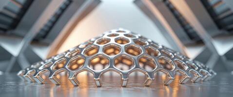 A metal structure with a honeycomb pattern photo