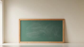 Empty room with chalkboard and empty wall photo