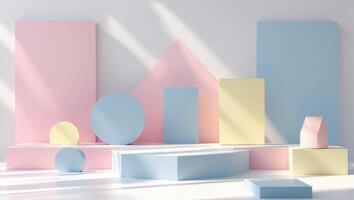 3d render of a colorful background with different shapes photo