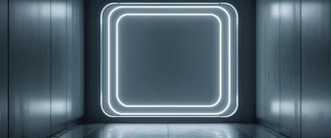 An empty room with a neon light in the middle photo