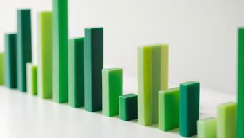 An abstract chart of green bars showing different heights photo
