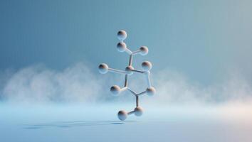 Molecule model on a blue gradient background. photo