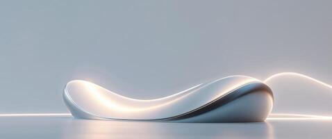 A white curved object with a light trail photo