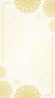 Simple Elegant and Minimalist Gold Mandala Patterns Blank Vertical Background with Subtle Beige Accents vector
