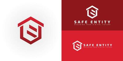 The logo presents a uniquely powerful emblem for businesses in the Security and Cybersecurity sector by masterfully integrating the initials SE within a strong, geometric form. vector
