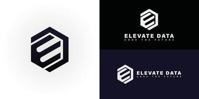 The sleek logo uniquely embodies the initials ED within a modern and geometric hexagon, perfectly designed for businesses in the Technology and Software sectors. vector