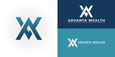 The dynamic logo uniquely represents the initials AW through a powerfully geometric and upward-soaring emblem, perfectly designed for businesses in the Finance and Investment sectors. vector